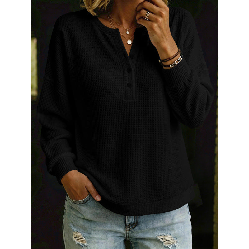 Damen Waffelstrick-Henleypullover mit Oversize-Schnitt Shop Nory