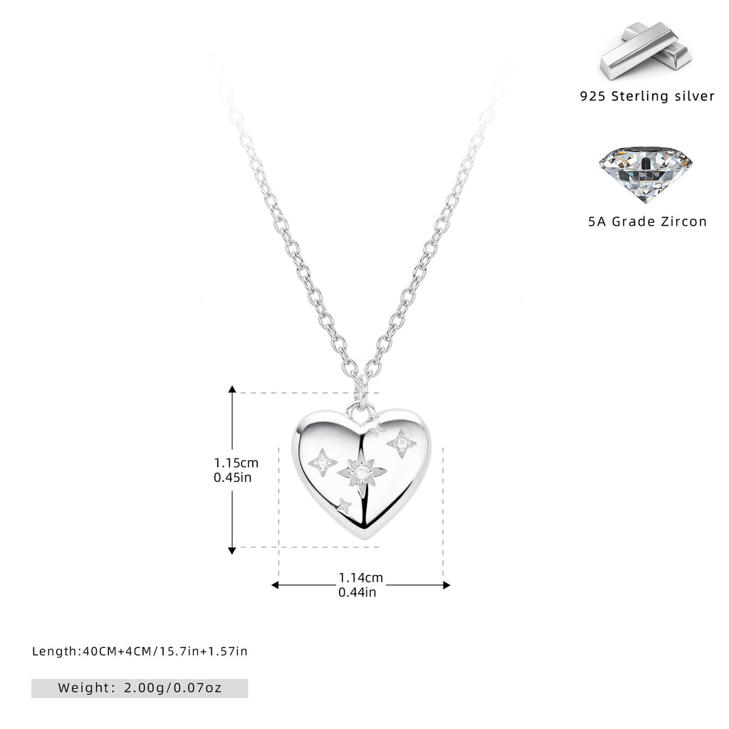 Damen Halskette mit herzförmigem Anhänger aus hochwertigem 925 Sterling Silber und funkelnden Zirkonen Shop Nory