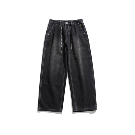 Unisex Weite Baggy-Jeans mit Tunnelzugbund, Faltenvordern und Utility-Taschen Shop Nory