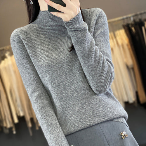 Damen Premium-Feinstrick-Mockneckpullover mit extra langen Ärmelabschlüssen und feiner Rippenstruktur Shop Nory