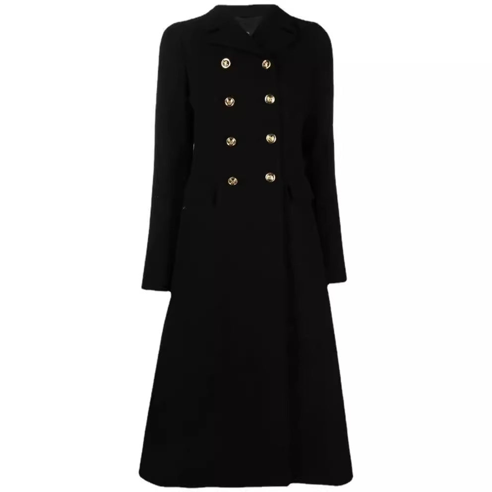 Damen Taillierter Zweireiher‑Wollmixmantel mit filigranen Zierknöpfen und Pattentaschen Shop Nory