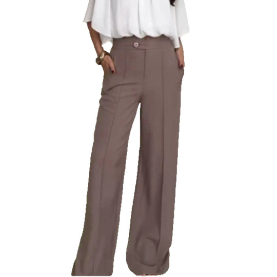 Damen Hochtaillierte Palazzo-Hose mit Bügelfalte, geradem Bein und Eingrifftaschen Shop Nory