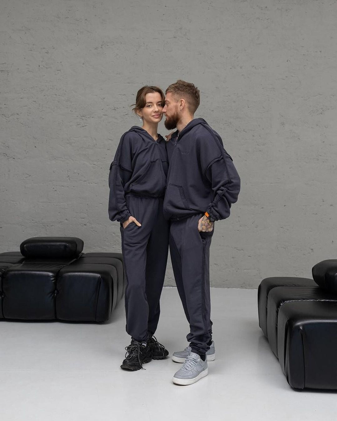 Unisex Oversize Hoodie-Set aus weichem Fleece mit Reißverschluss und Jogginghose Shop Nory
