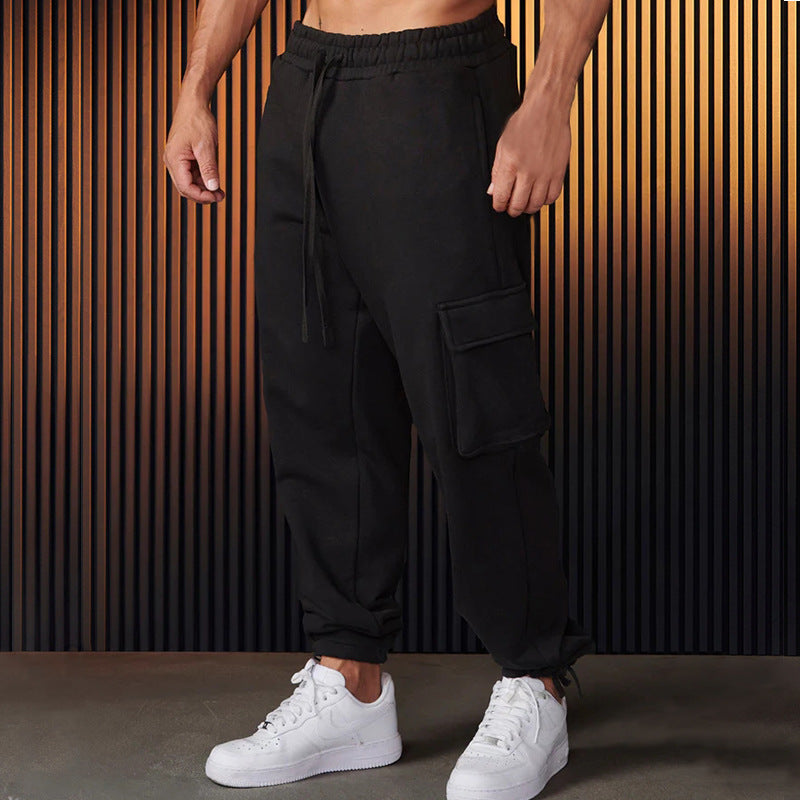 Herren entspannte Cargo-Hose mit praktischem Taschen-Design und elastischem Bund