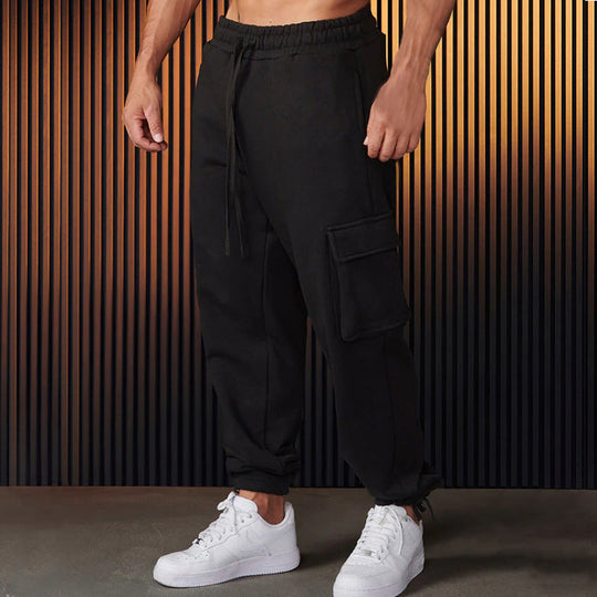 Herren entspannte Cargo-Hose mit praktischem Taschen-Design und elastischem Bund
