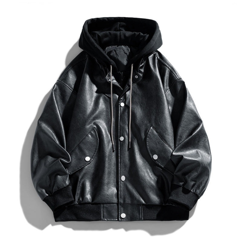 Herren Bequeme Kunstleder-Bomberjacke Shop Nory