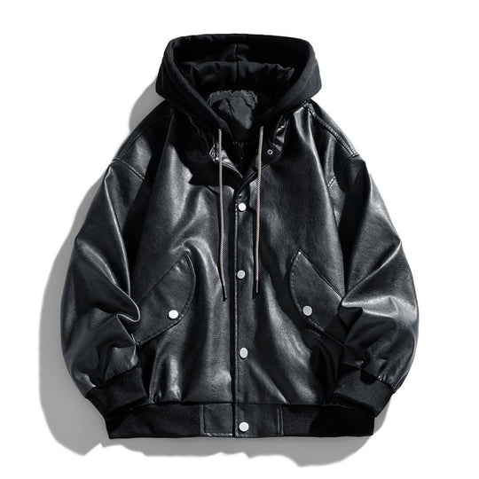 Herren Bequeme Kunstleder-Bomberjacke Shop Nory