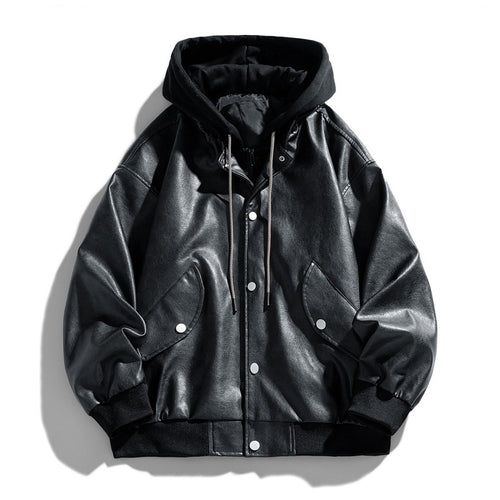 Herren Bequeme Kunstleder-Bomberjacke Shop Nory