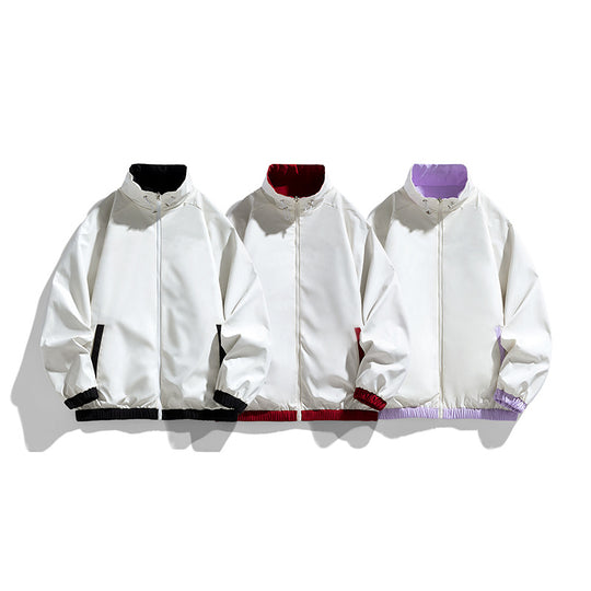 Damen Leichte Oversize-Trainingsjacke mit Stehkragen, Kontraststreifen und elastischem Saum Shop Nory
