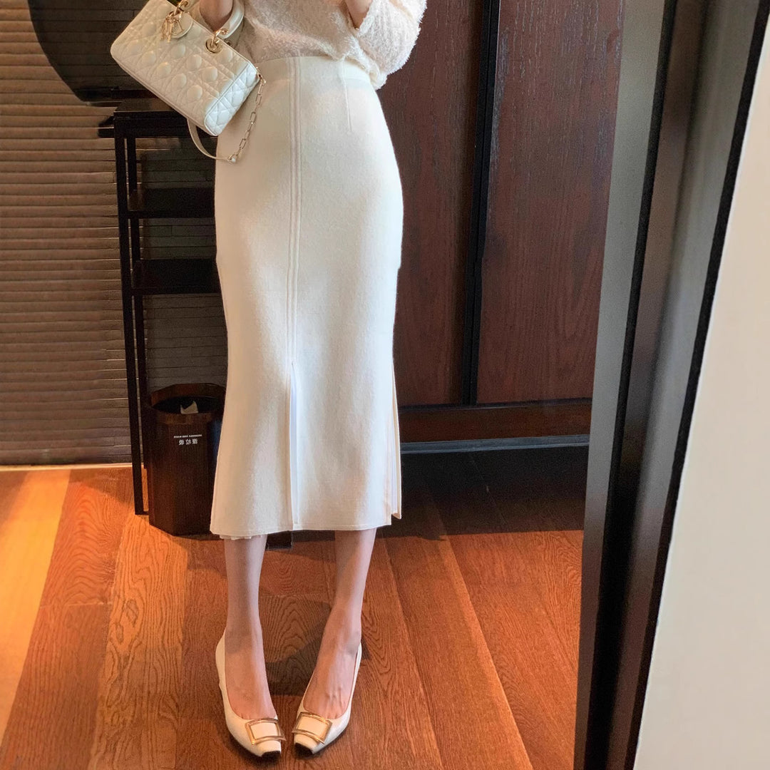 Damen Eleganter Midirock mit Schlitzen Shop Nory