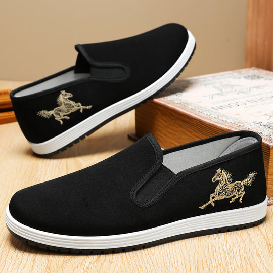 Damen nan leichter Slip-On Canvas-Sneaker mit elastischem Einstieg und bestickter Pferde-Applikation Shop Nory