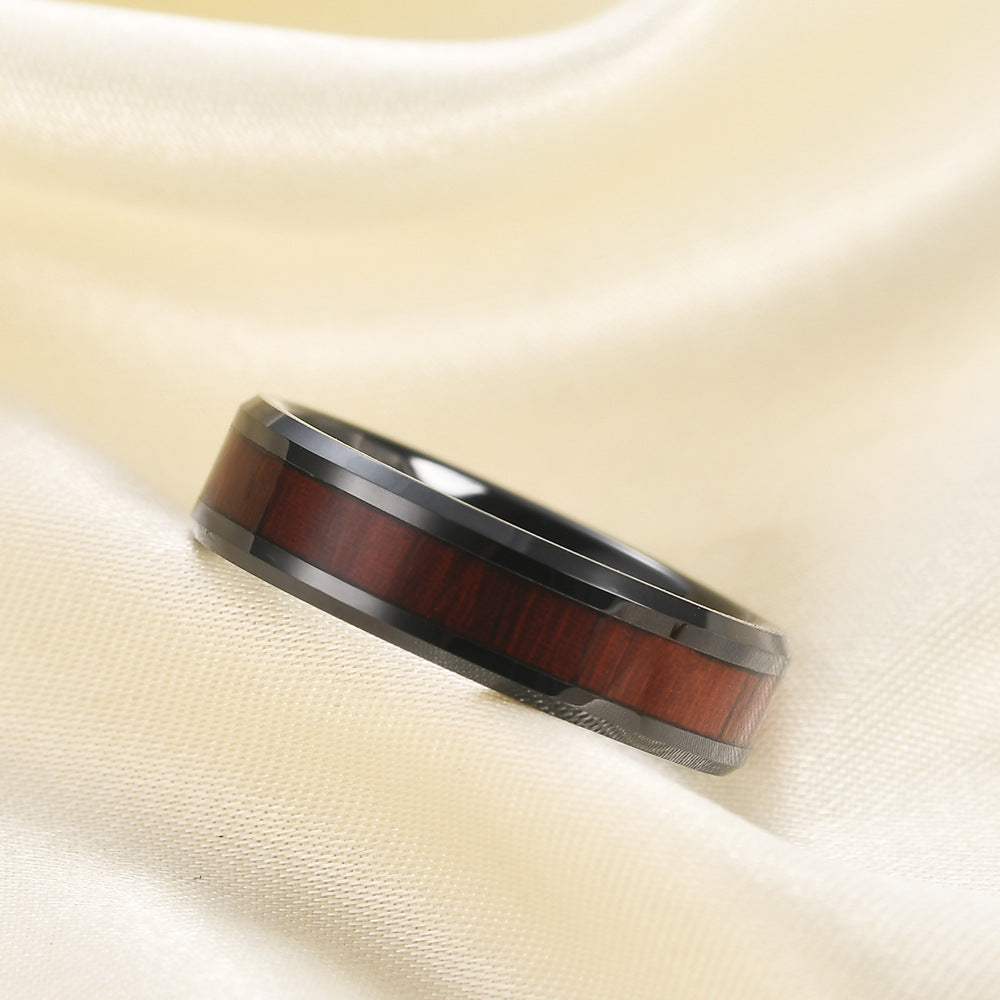 Herren Ring aus hochwertigem Edelstahl mit Holz-Detail Shop Nory
