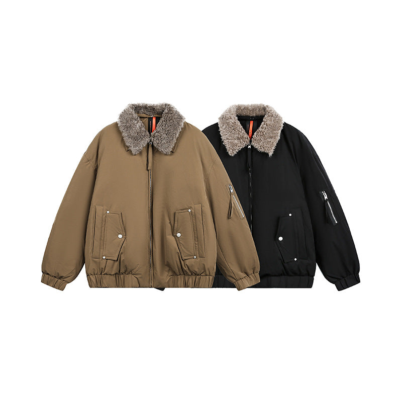 Herren Gefütterte Bomberjacke mit Teddykragen und Utility-Taschen Shop Nory