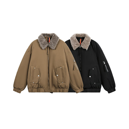 Herren Gefütterte Bomberjacke mit Teddykragen und Utility-Taschen Shop Nory