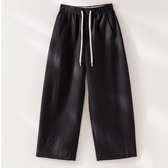 Damen Weite High‑Waist Leinenmix-Hose mit elastischem Bund und Kordelzug Shop Nory