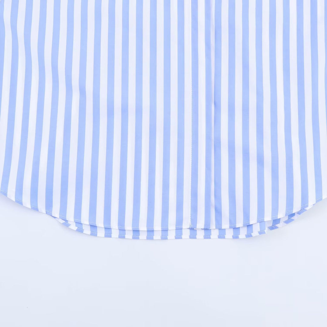 Damen Blusenshirt mit dekorativem Schleifenelement und modischem Streifenmuster Shopnory