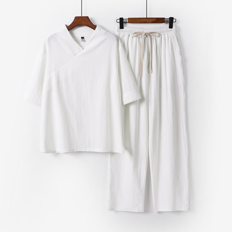Unisex Leichtes Kimono-Loungewear-Set mit V-Ausschnitt und Tunnelzug-Hose Shop Nory