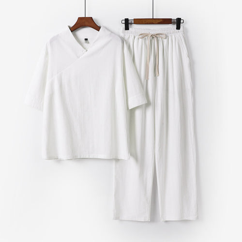 Unisex Leichtes Kimono-Loungewear-Set mit V-Ausschnitt und Tunnelzug-Hose Shop Nory