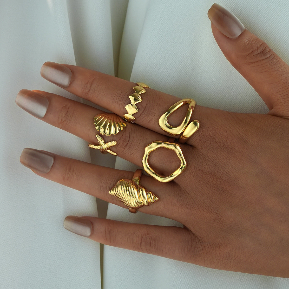 Damen modisches Ring-Set mit kreativen Meeresmotiven Shop Nory