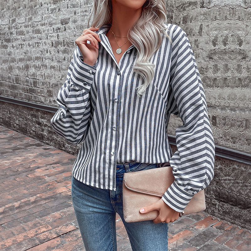 Damen Krawattenhemd mit gestreiftem Design