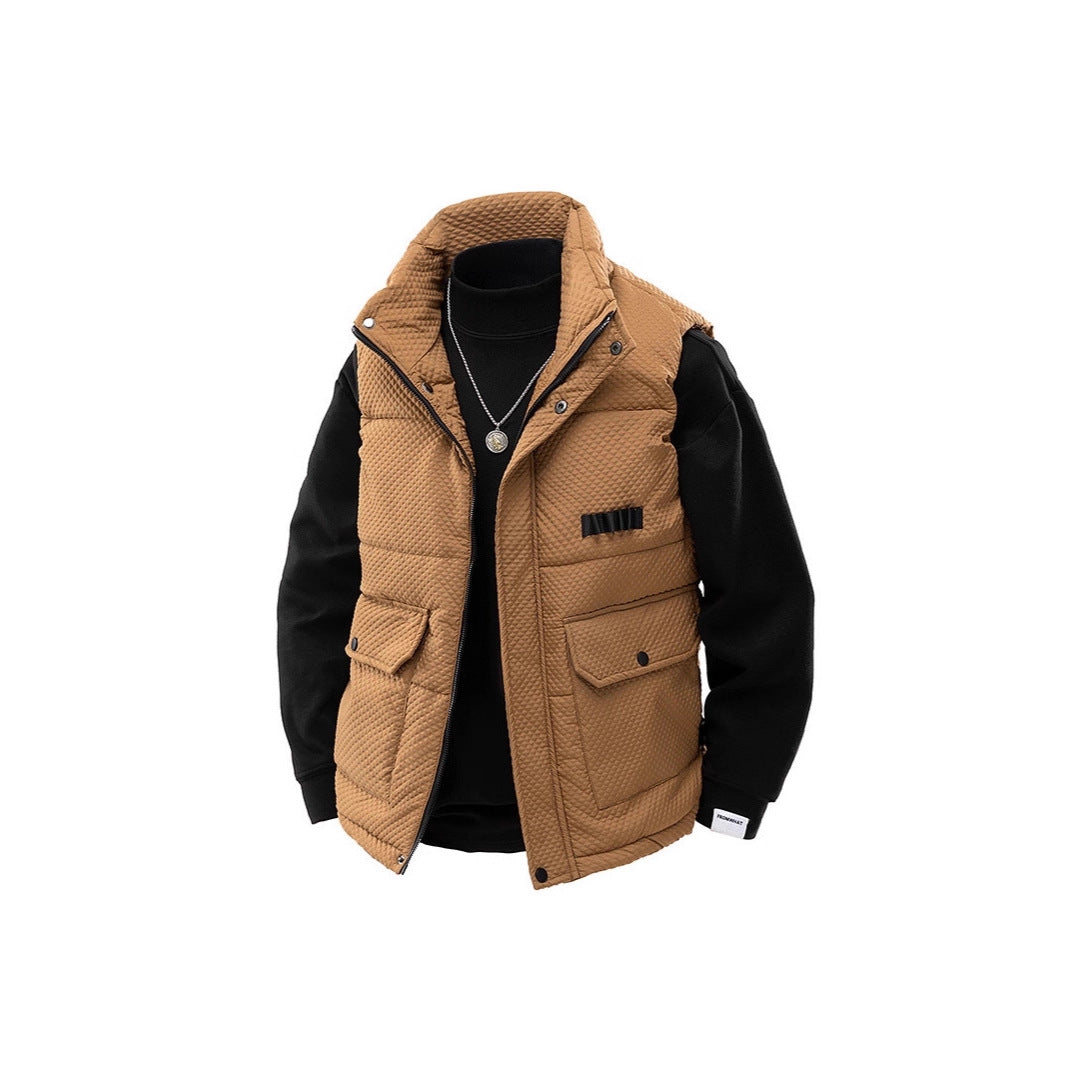 Herren Gepolsterte Steppweste mit Utility-Taschen und hohem Kragen Shop Nory