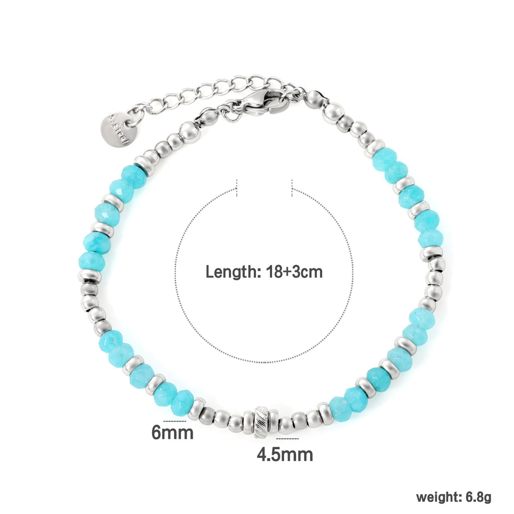 Damen stilvolles Armband mit bunten Aquamarin-Elementen und Edelstahl-Details Shop Nory