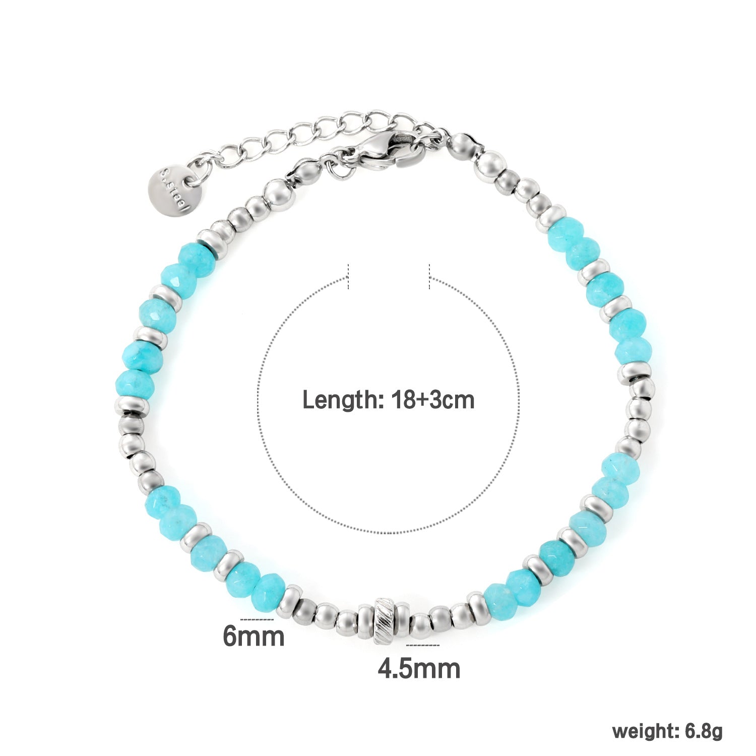 Damen stilvolles Armband mit bunten Aquamarin-Elementen und Edelstahl-Details Shop Nory
