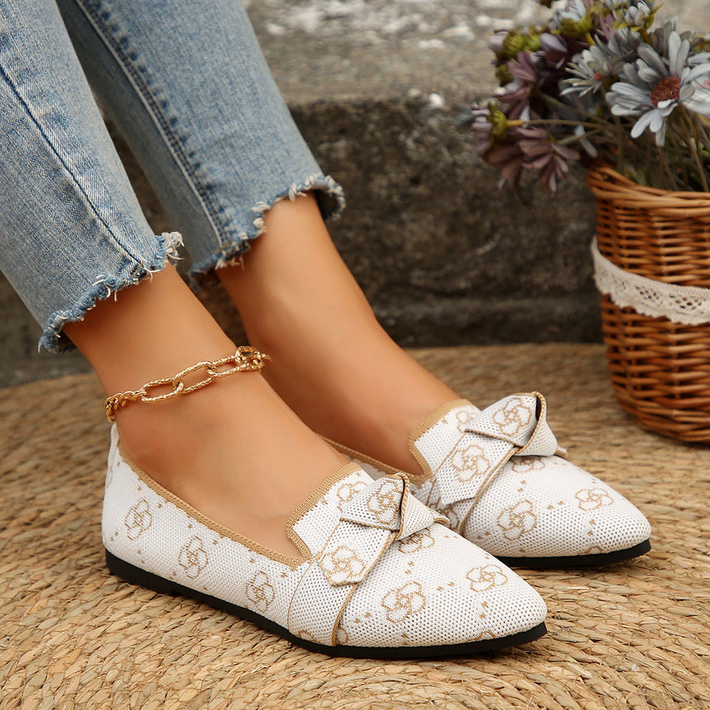 Damen Ballerinas mit modischem Streifendesign und charmantem Schleifenakzent Shopnory