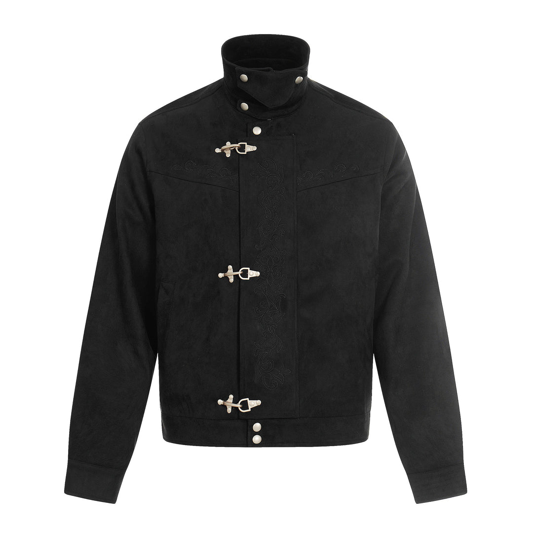 Herren Kurz geschnittener Veloursleder-Blouson mit Stehkragen, Zierstickerei und Knebelverschluss Shop Nory