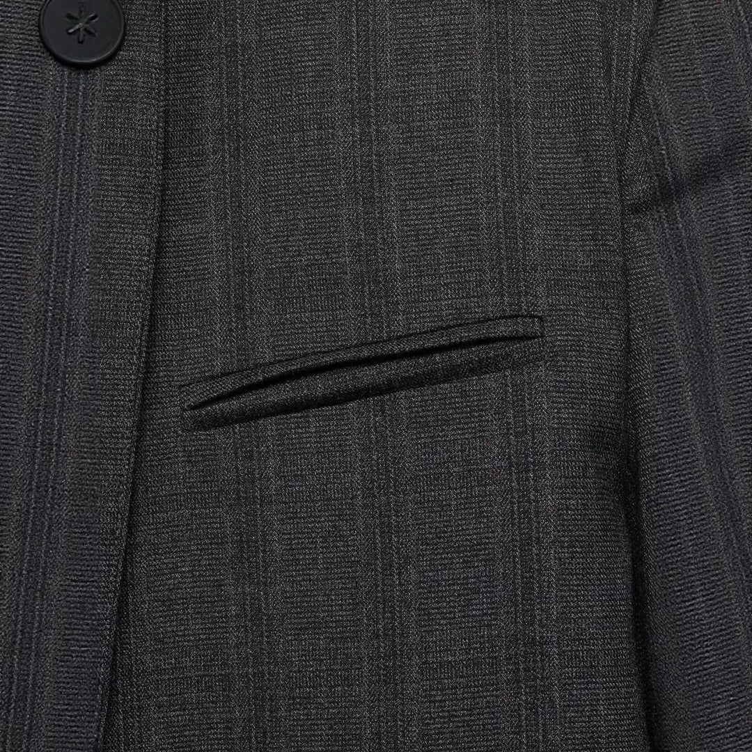 Damen Moderner schlanker Blazer mit asymmetrischer Knopfleiste und Stehkragen Shop Nory