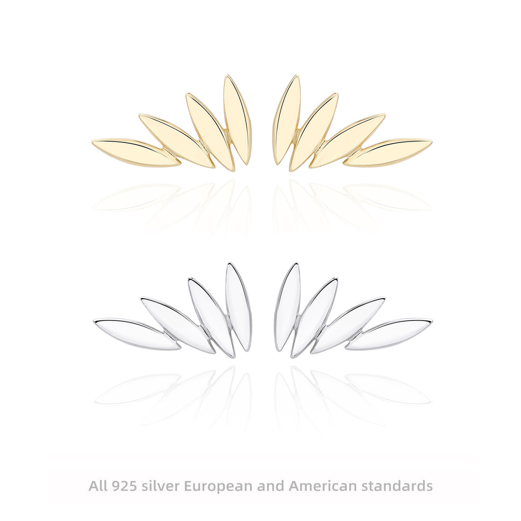 Damen Ohrstecker im kreativen Blattdesign aus 925 Sterling Silber Shop Nory