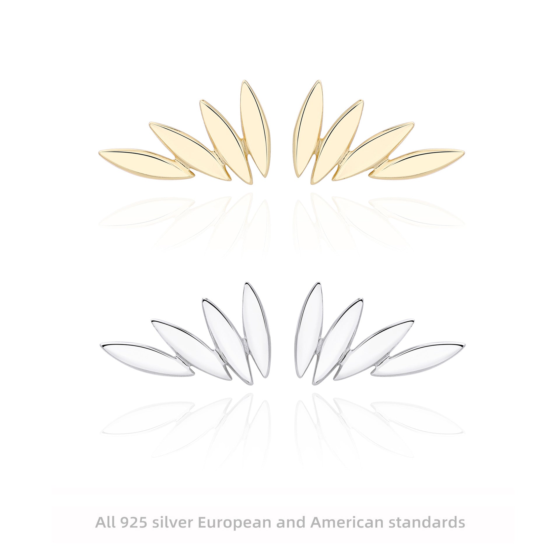 Damen Ohrstecker im kreativen Blattdesign aus 925 Sterling Silber Shop Nory