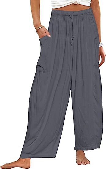 Damen Hochbundweite Weitbein Leinenmix Cargo Cropped Hose Shop Nory