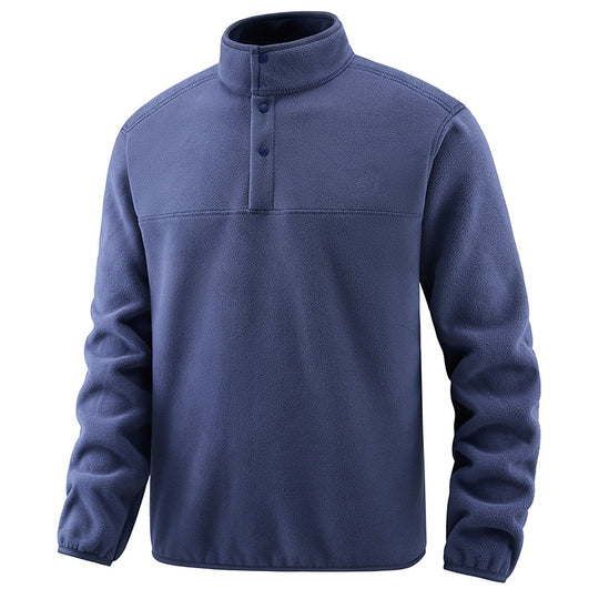 Herren Fleece-Pullover mit Stehkragen und Druckknopf-Leiste für wärmende Zwischenschicht Shop Nory