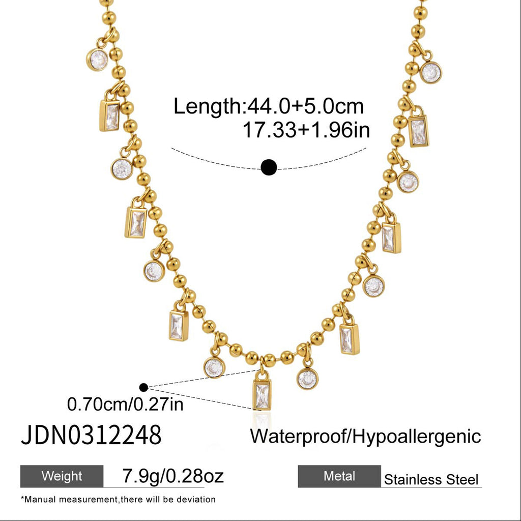 Damen Halskette mit hochwertigen Zirkonia-Elementen und robustem Edelstahl Shop Nory