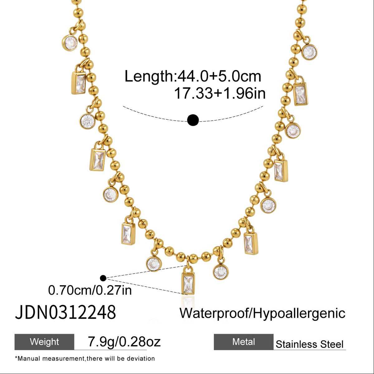 Damen Halskette mit hochwertigen Zirkonia-Elementen und robustem Edelstahl Shop Nory