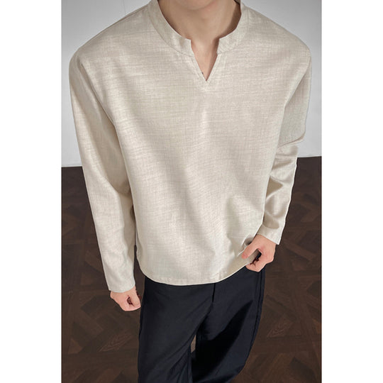 Herren Elegantes Langarm-Oberteil mit Stehkragen Shop Nory