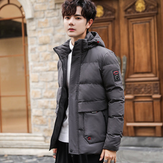 Herren wattierter Parka mit Kapuze, hohem Stehkragen und Utility‑Taschen Shop Nory