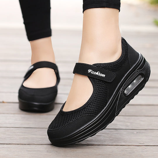 Damen Sportliche Mary-Jane Wedgesneaker mit Luftpolster und atmungsaktivem Mesh Shop Nory