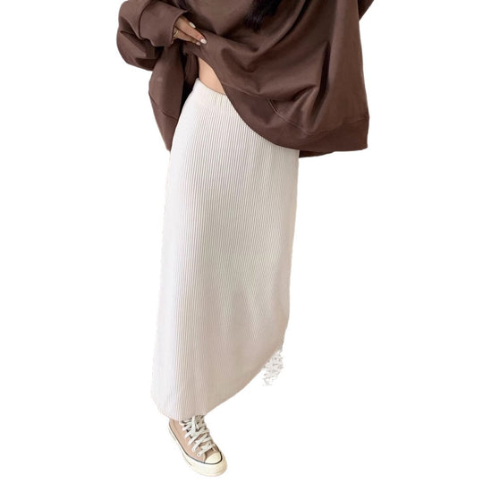 Damen Langer Cordrock mit hohem Bund und Rippstruktur Shop Nory