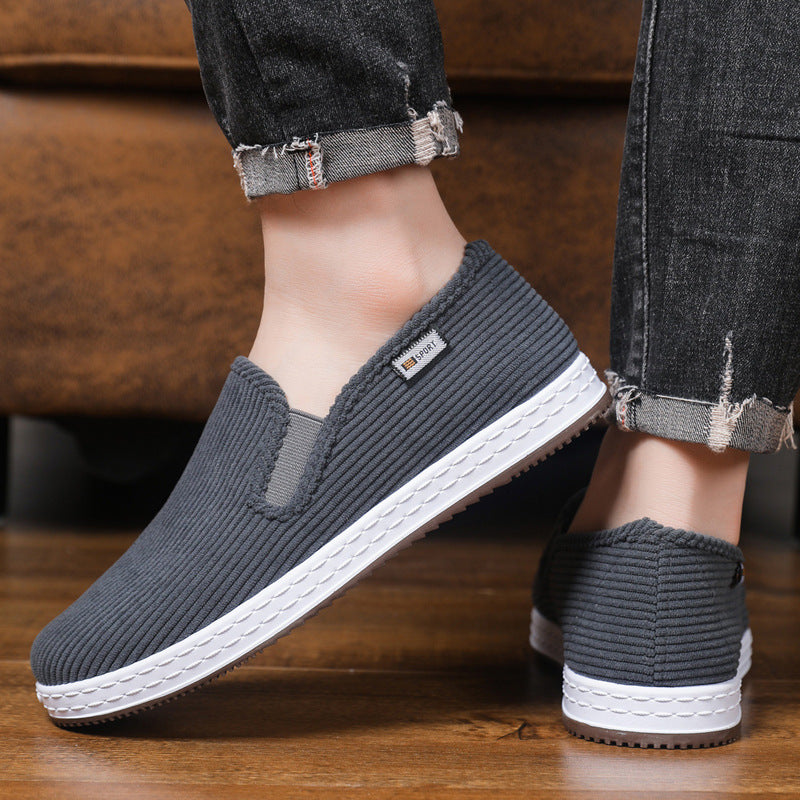 Damen Bequeme Cord-Slipper mit elastischem Einstieg