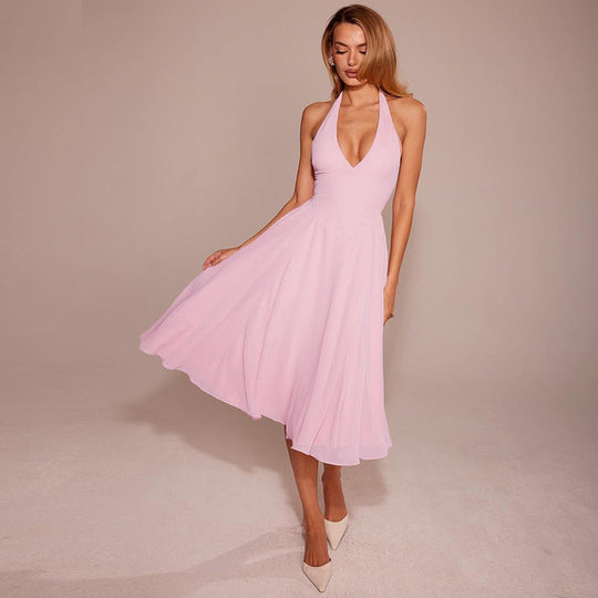 Damen Halter Maxikleid mit fließendem Schnitt