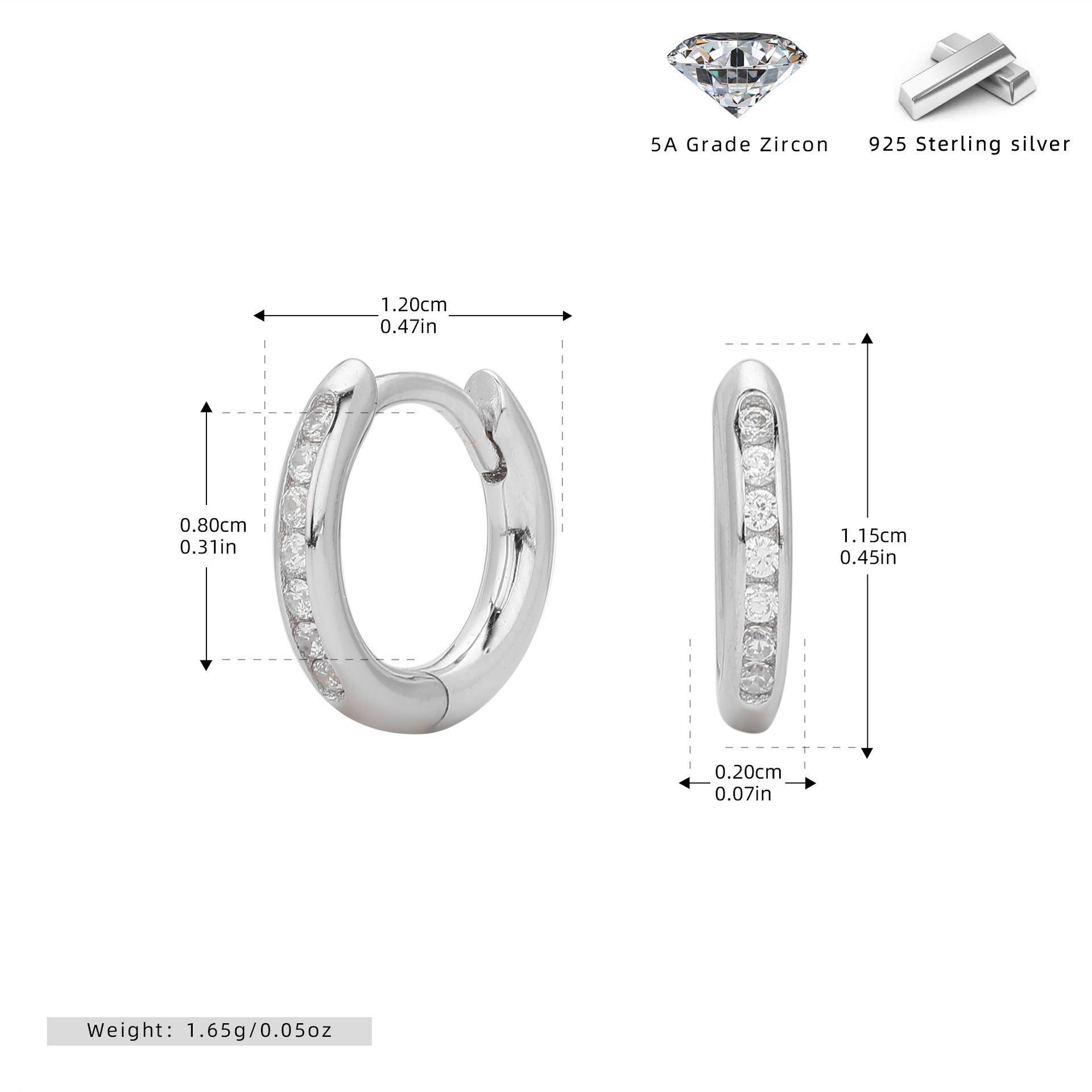 Damen Creolenohrringe mit funkelndem Zirkonbesatz aus hochwertigem 925 Sterling Silber Shop Nory