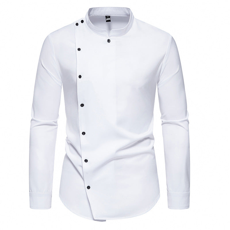 Herren Langarm Hemd mit modernem Knopfdesign