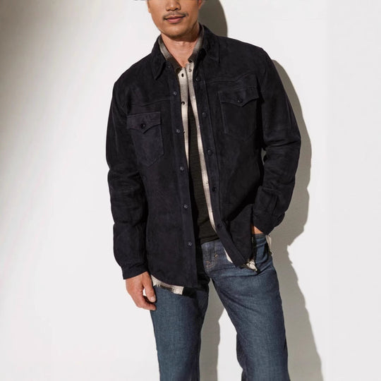 Herren Wildlederjacke im modernen Schnitt mit praktischen Taschen Shopnory
