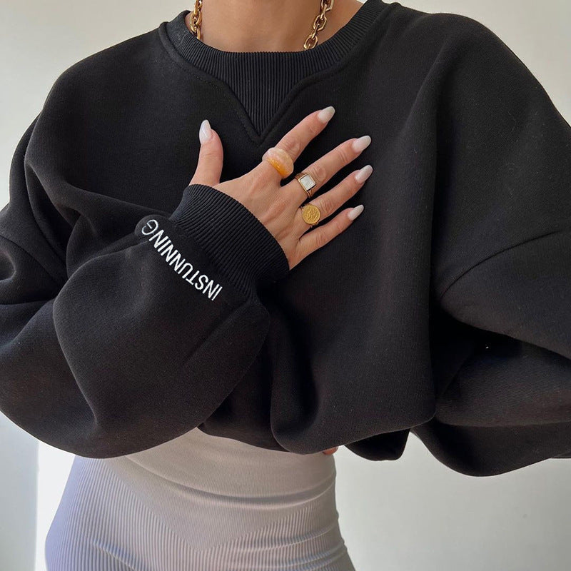 Damen lässiger Oversized Sweatshirt mit Raglanärmeln und besonderen Detailnähten