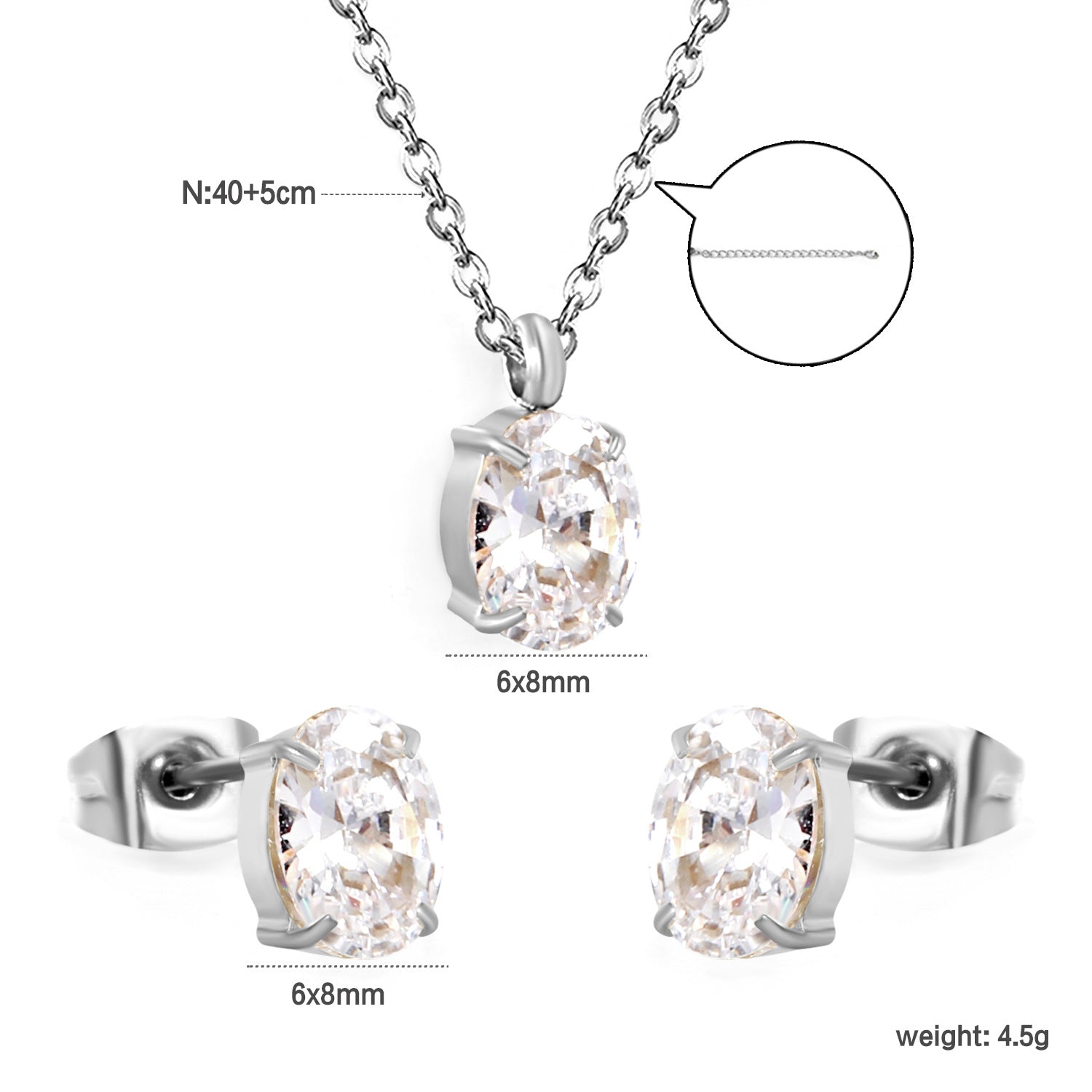 Damen Schmuckset mit funkelndem Zirkonia-Anhänger und passenden Ohrsteckern Shop Nory