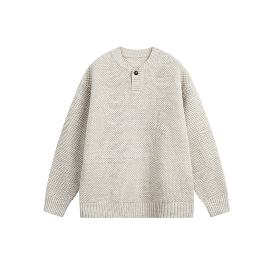 Unisex Strukturierter Strickpullover mit Henley-Knopfleiste Shop Nory