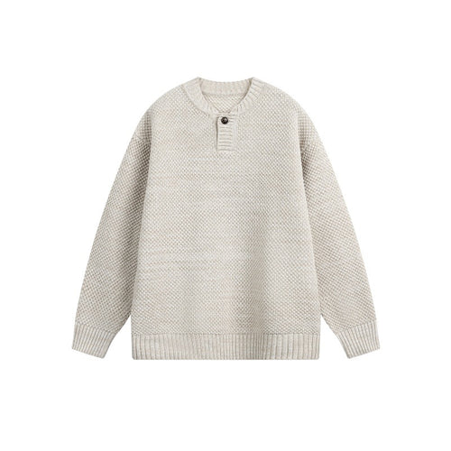 Unisex Strukturierter Strickpullover mit Henley-Knopfleiste Shop Nory