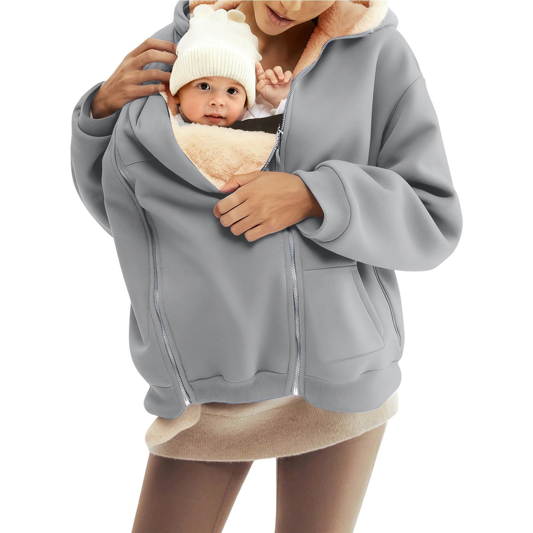 Damen nan Babytrage-Hoodie mit Teddyfutter und Zweiwege-Reißverschluss Shop Nory